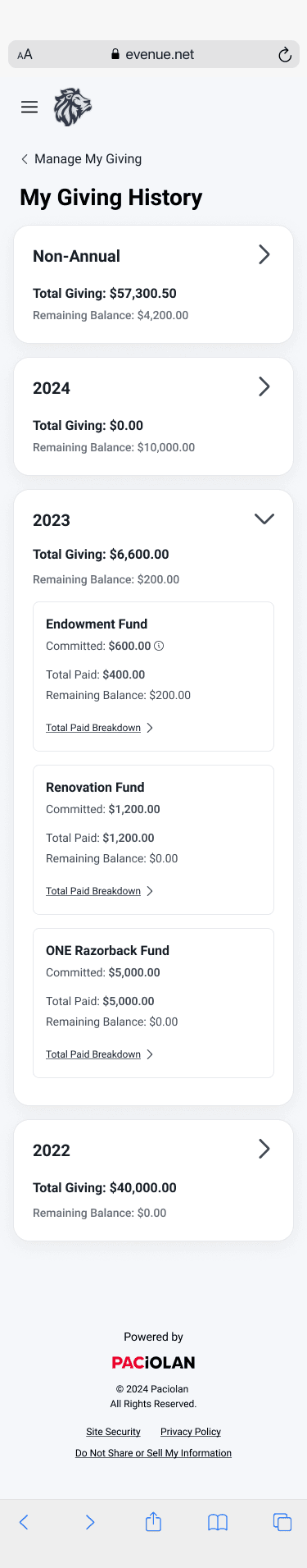 Manage My Giving